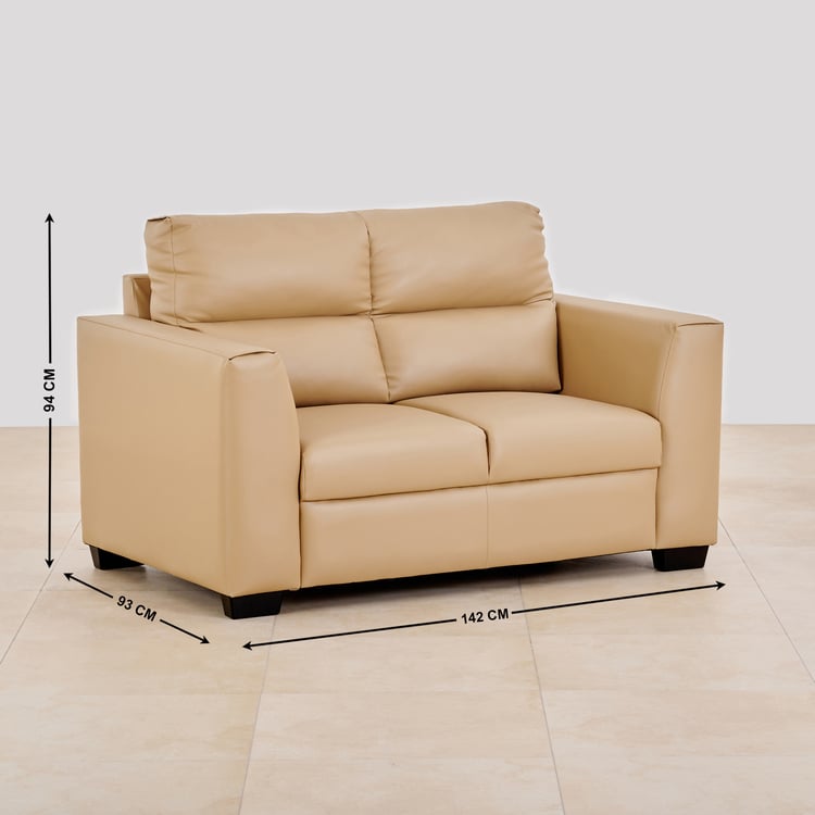 Ellora Faux Leather 2-Seater Sofa - Beige