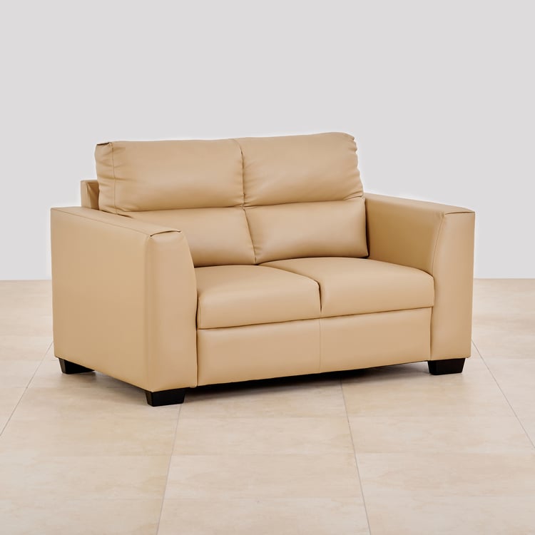 Ellora Faux Leather 2-Seater Sofa - Beige