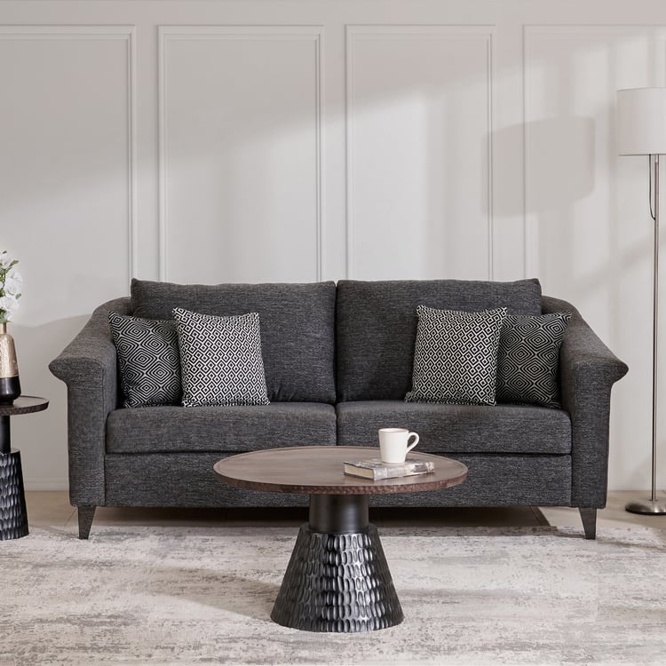 Reinvented Heritage Fabric 3-Seater Sofa with Cushions - Grey