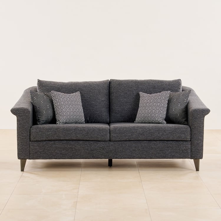 Reinvented Heritage Fabric 3-Seater Sofa with Cushions - Grey