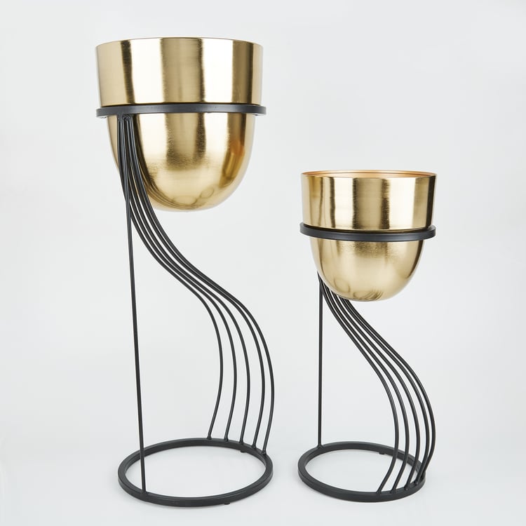 Gardenia Set of 2 Metal Planters with Stand