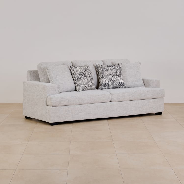 Helios Nicole Fabric 3-Seater Sofa with Cushions - Beige
