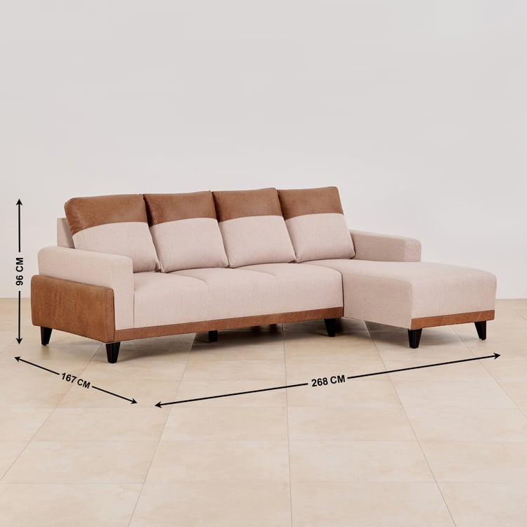 Antonio Fabric 3-Seater Right Corner Sofa with Chaise - Beige