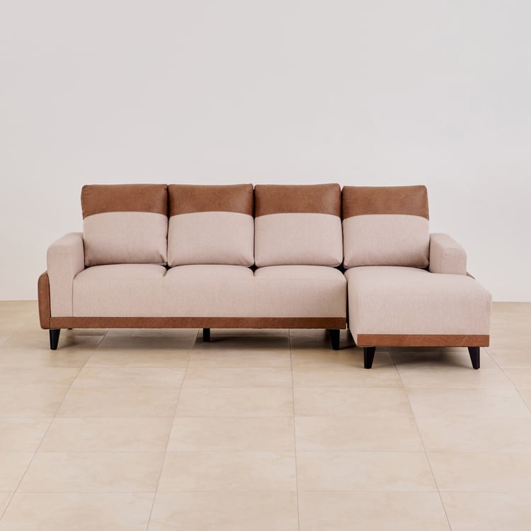 Antonio Fabric 3-Seater Right Corner Sofa with Chaise - Beige
