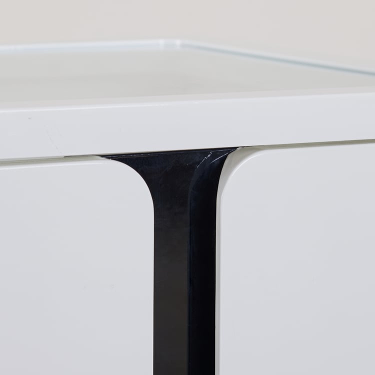 (Refurbished) Polaris Glass Top End Table - White