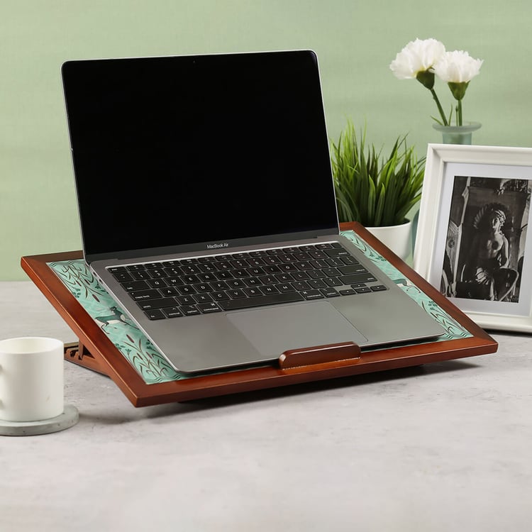 INDIA CIRCUS Mirroring Deer Garden Foldable Laptop Table - Green