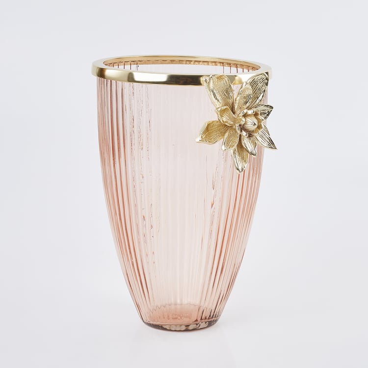 Moksha Glass Ribbed Floral Vase