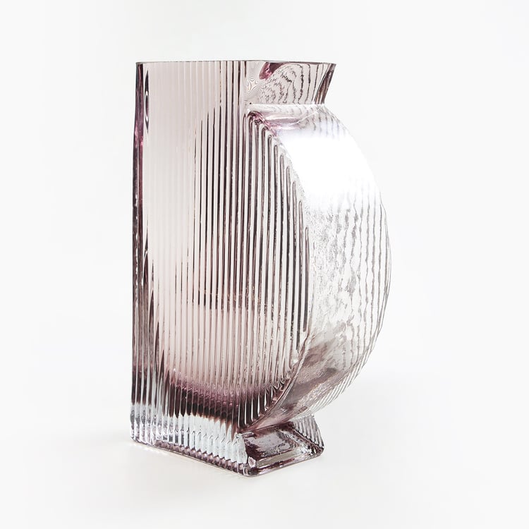 Brian Coral Glass Ribbed Vase