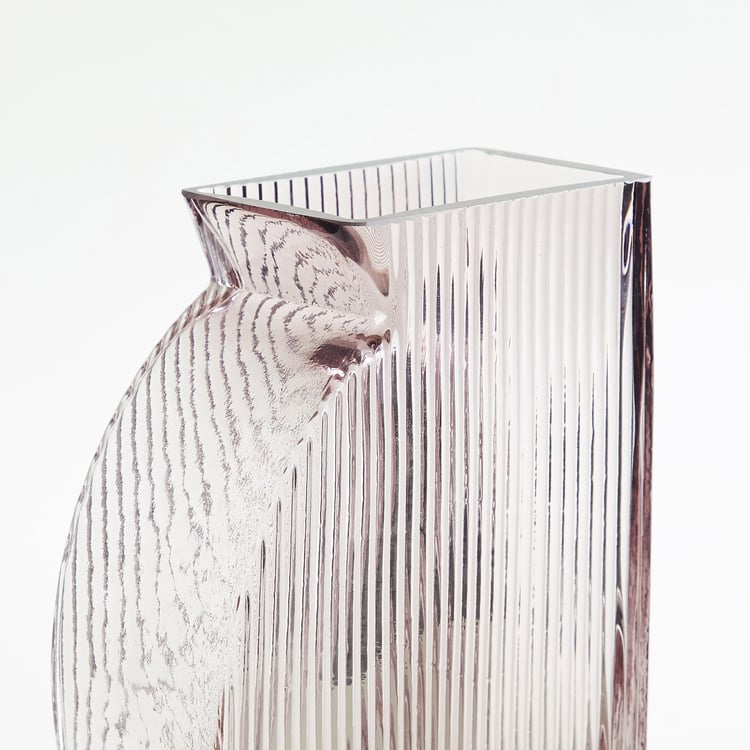 Brian Coral Glass Ribbed Vase