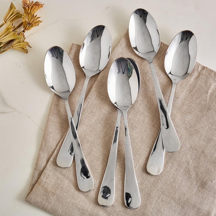 Glister Rosemary Set of 6 Stainless Steel Dinner Spoons