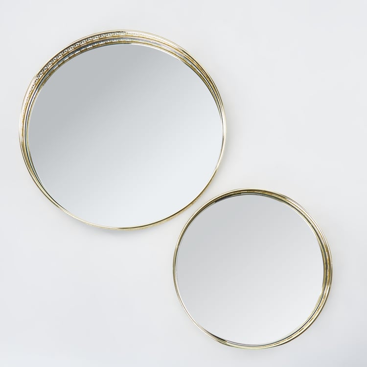 Suvarna Set of 2 Metal Decorative Mirror Trays