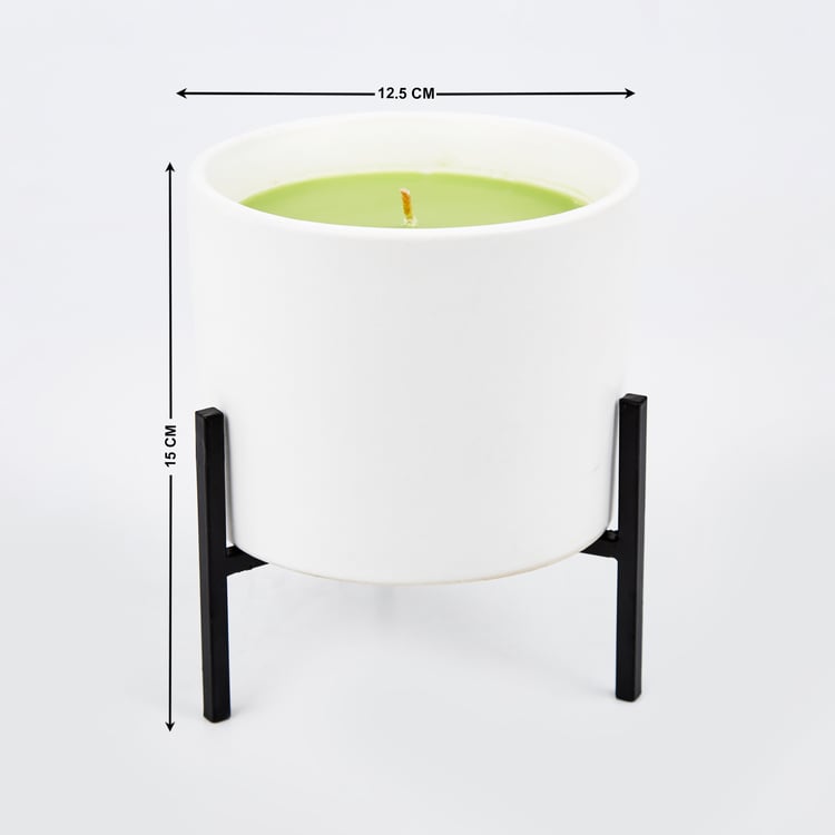 Enchanted Citronella Scented Ceramic Candle with Metal Stand