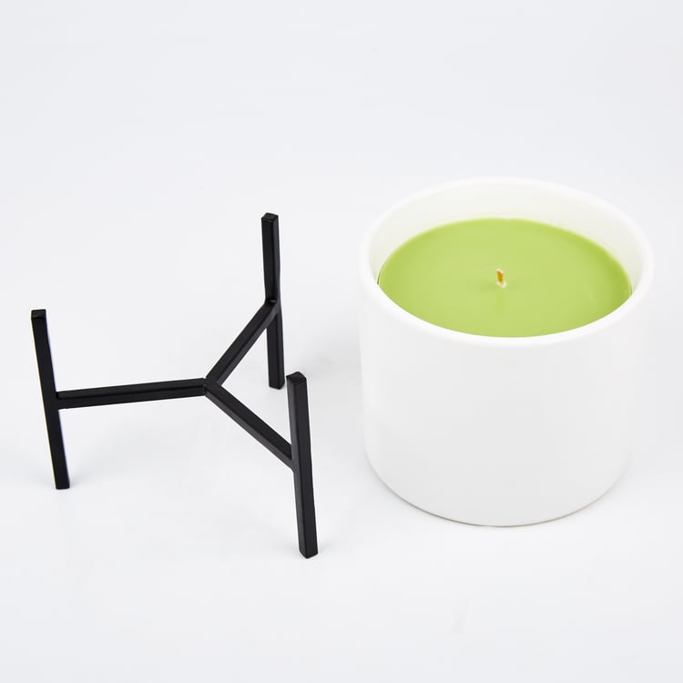 Enchanted Citronella Scented Ceramic Candle with Metal Stand