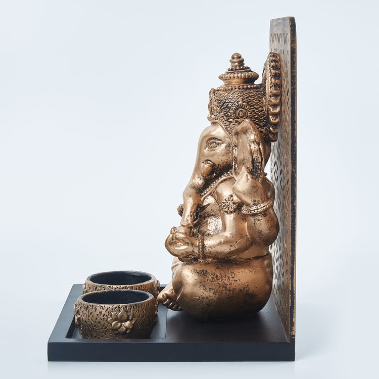 Renaissance Polyresin Ganesha Figurine with T-Light Holders