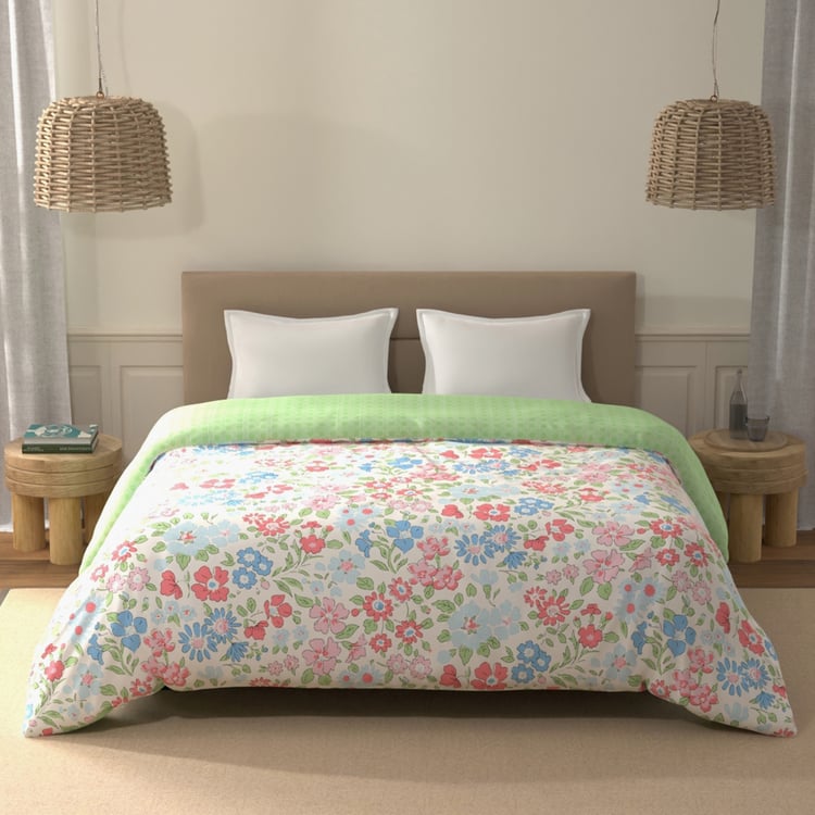 PORTICO Morning Glory Cotton Floral Printed Double Comforter