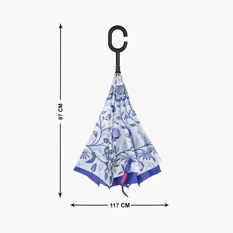 INDIA CIRCUS Blaue Blume Printed Reversible Umbrella