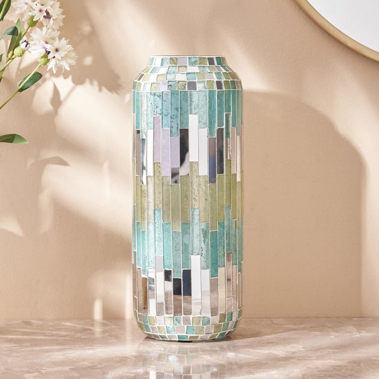 Mabel Stripes Glass Mosaic Vase