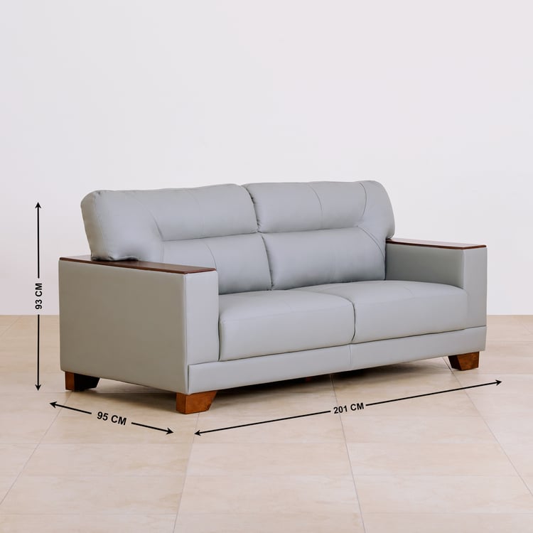 Walter Half Leather 3-Seater Sofa - Grey