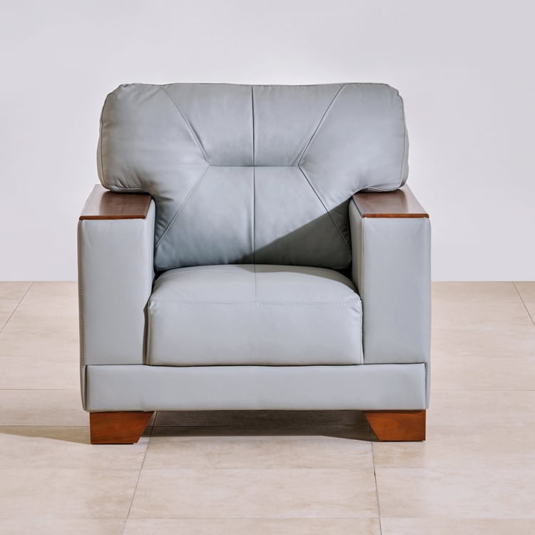 Walter Half Leather 3+1+1 Seater Sofa Set - Grey