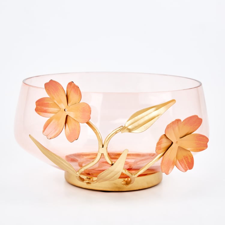 Moksha Glass Floral Decorative Bowl