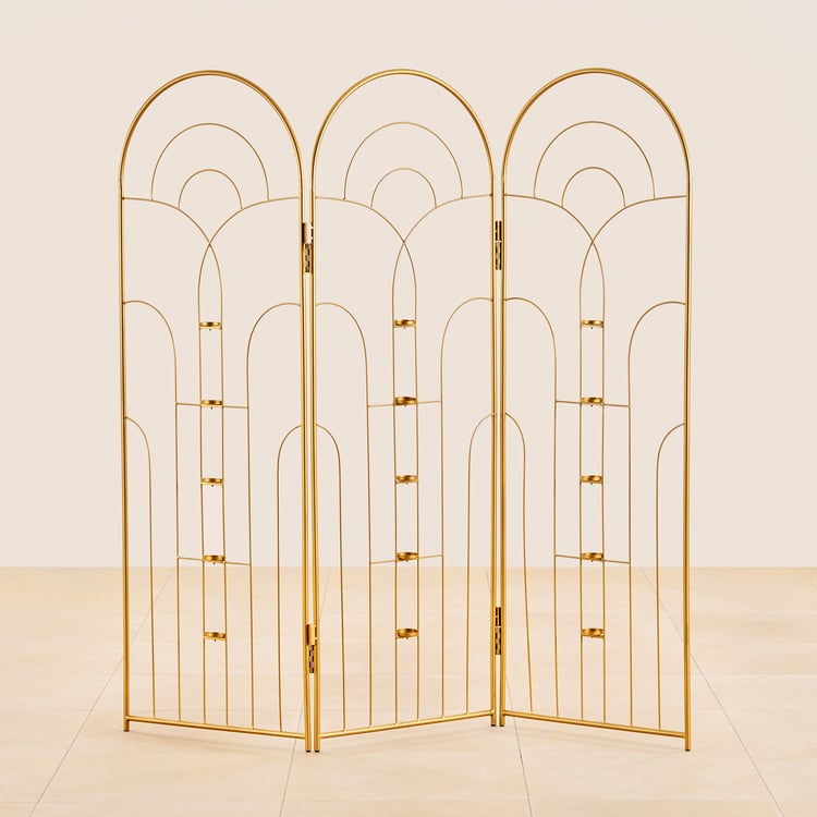 Maya Room Divider with T-Light Holders - Gold