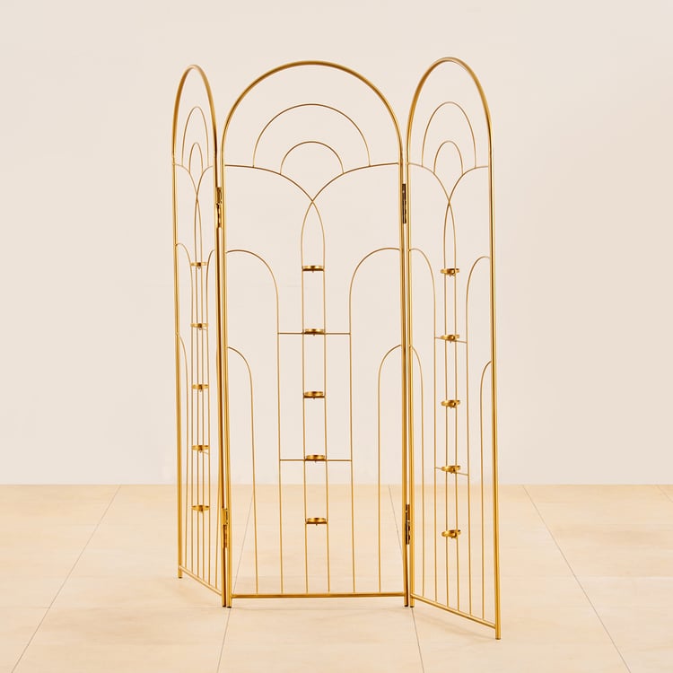 Maya Room Divider with T-Light Holders - Gold