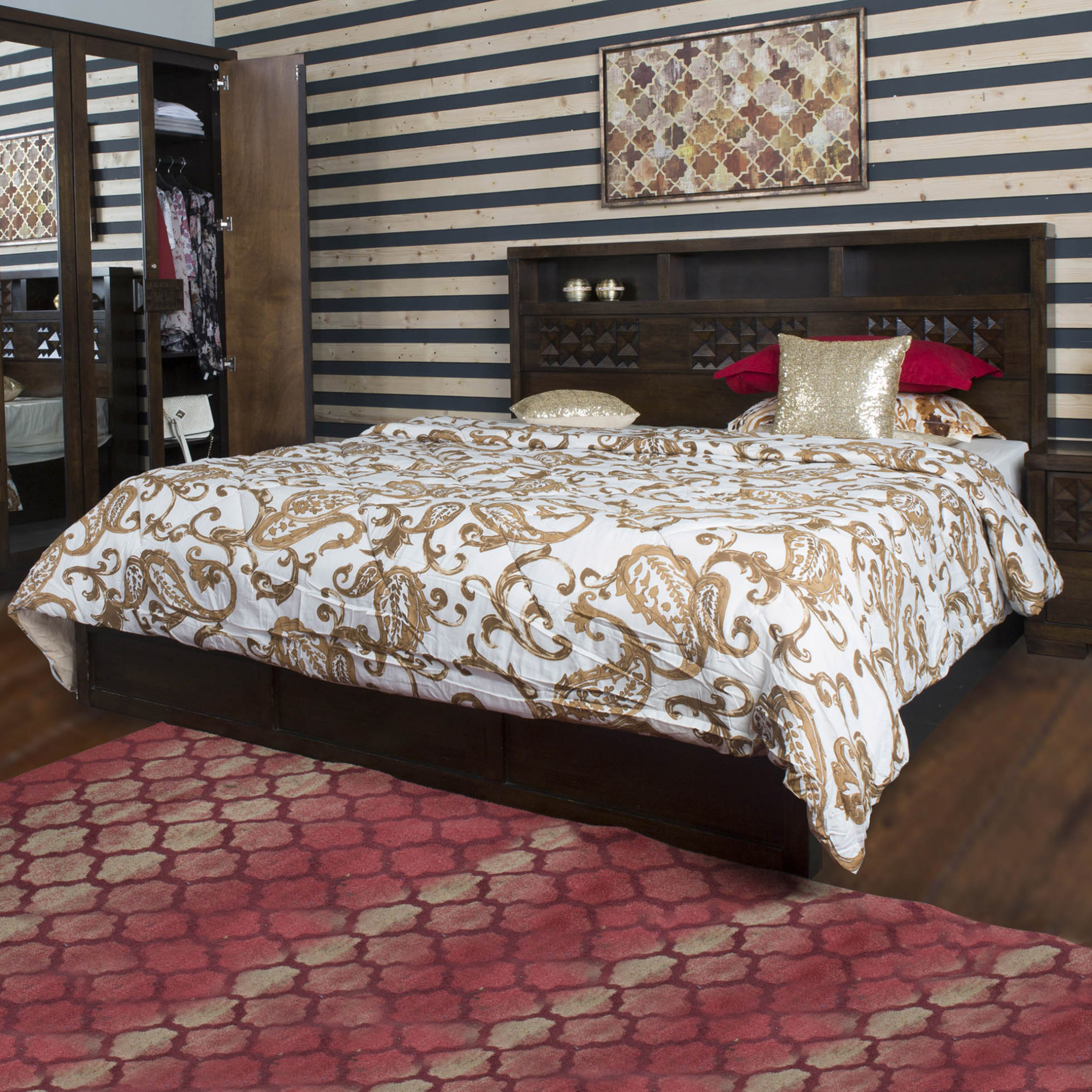 Rio King Bed with Hydraulic Storage - Brown