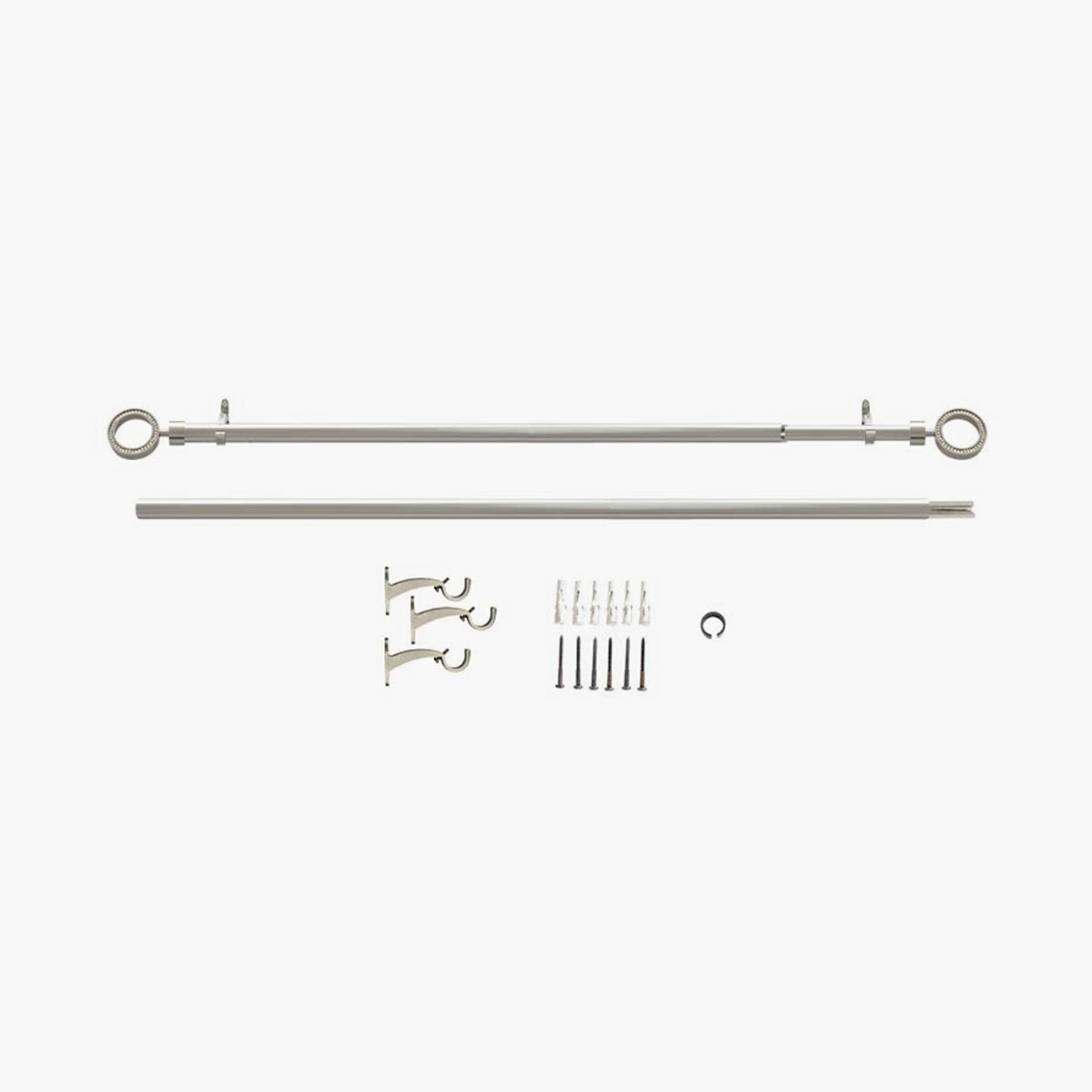 DECO WINDOW Fashion Grey Metal Curtain Rod with Hooks - 163 cm x 19 mm
