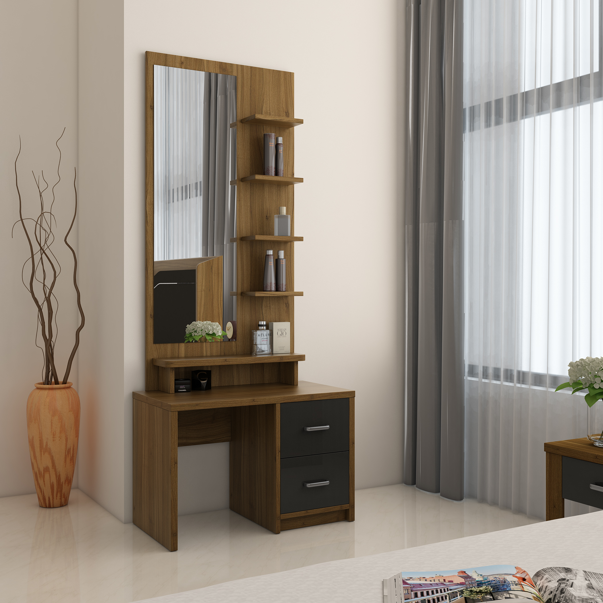 Modern Luxury Wooden Home Bedroom Furniture Set Dresser Side Cabinet Mirror Dressing  Table - China Dresser, Mirror | Made-in-China.com