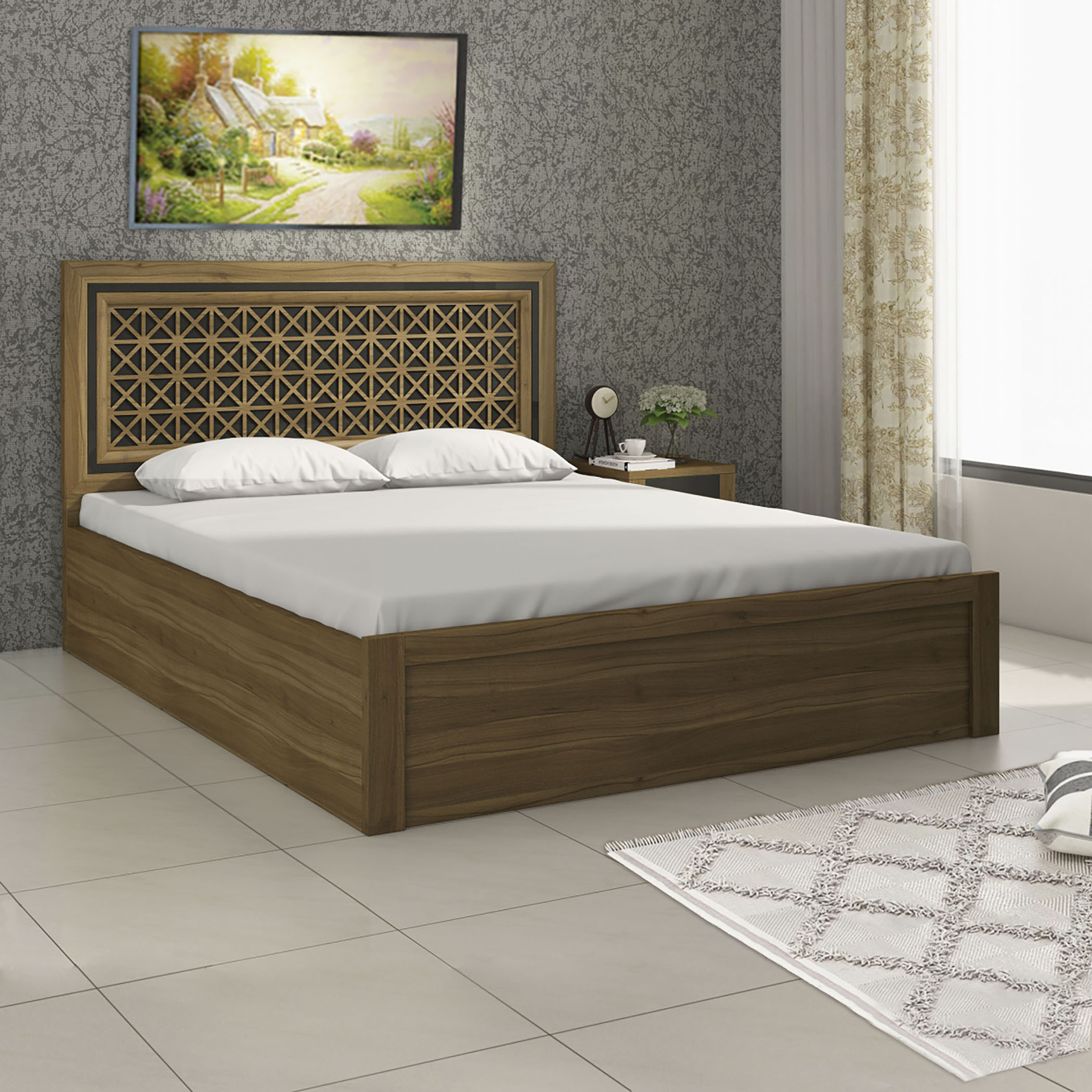 Quadro Craft Queen Bed with Box Storage - Brown