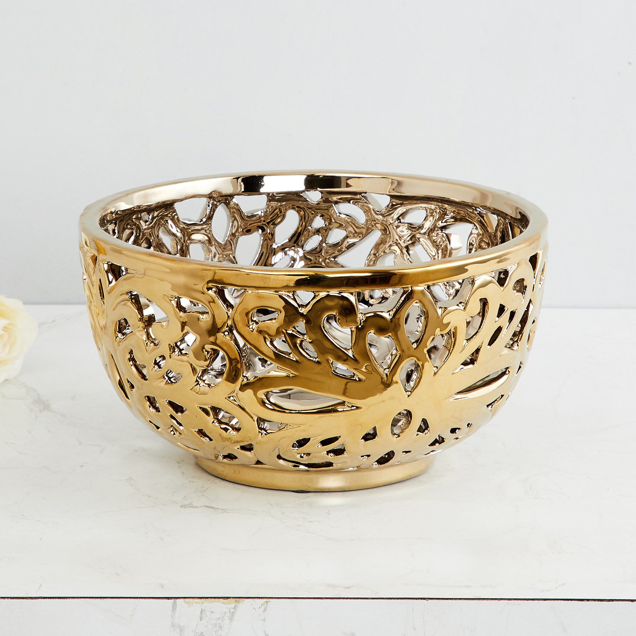 Stellar Fantasy Stoneware Carved Decorative Bowl