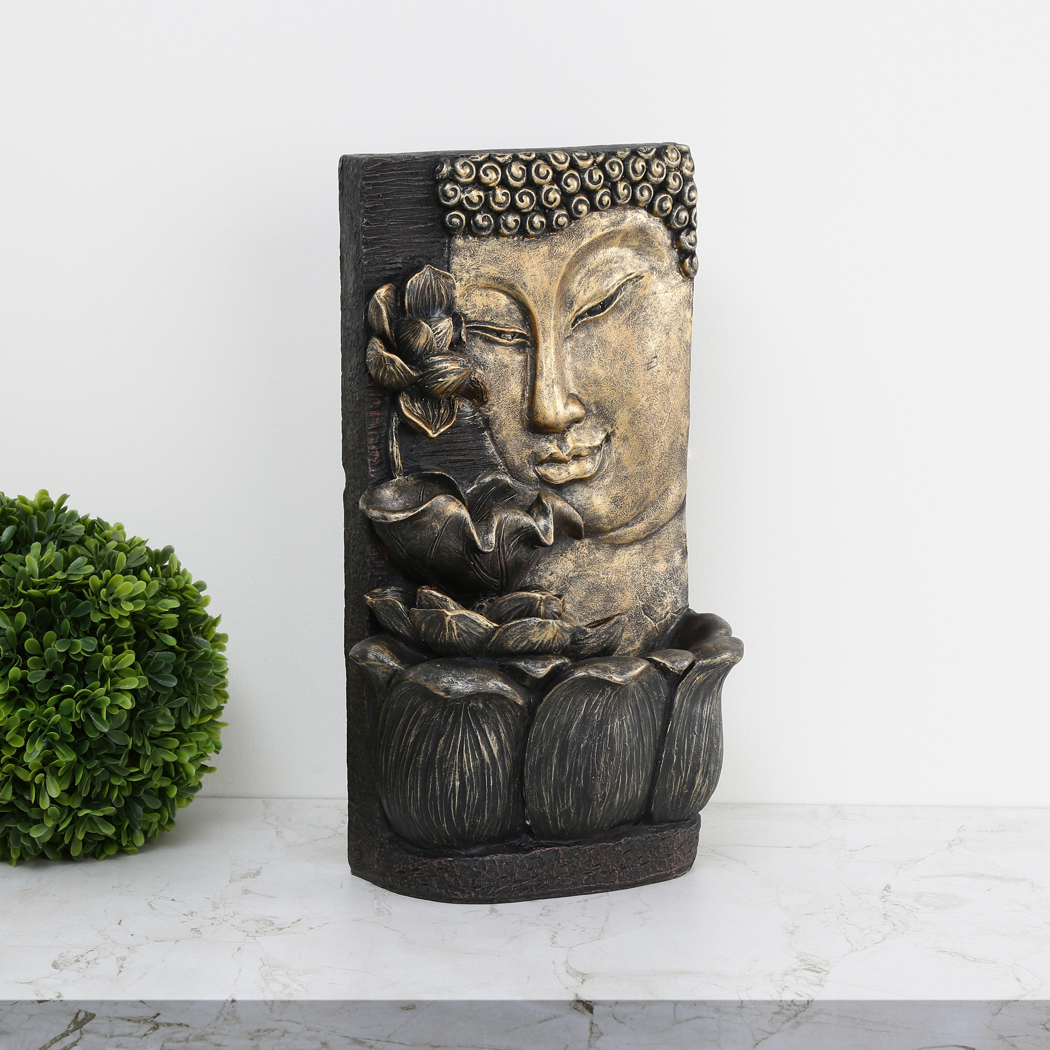 Alpine Buddha with Lotus Wall Fountain - 22x12x38cm