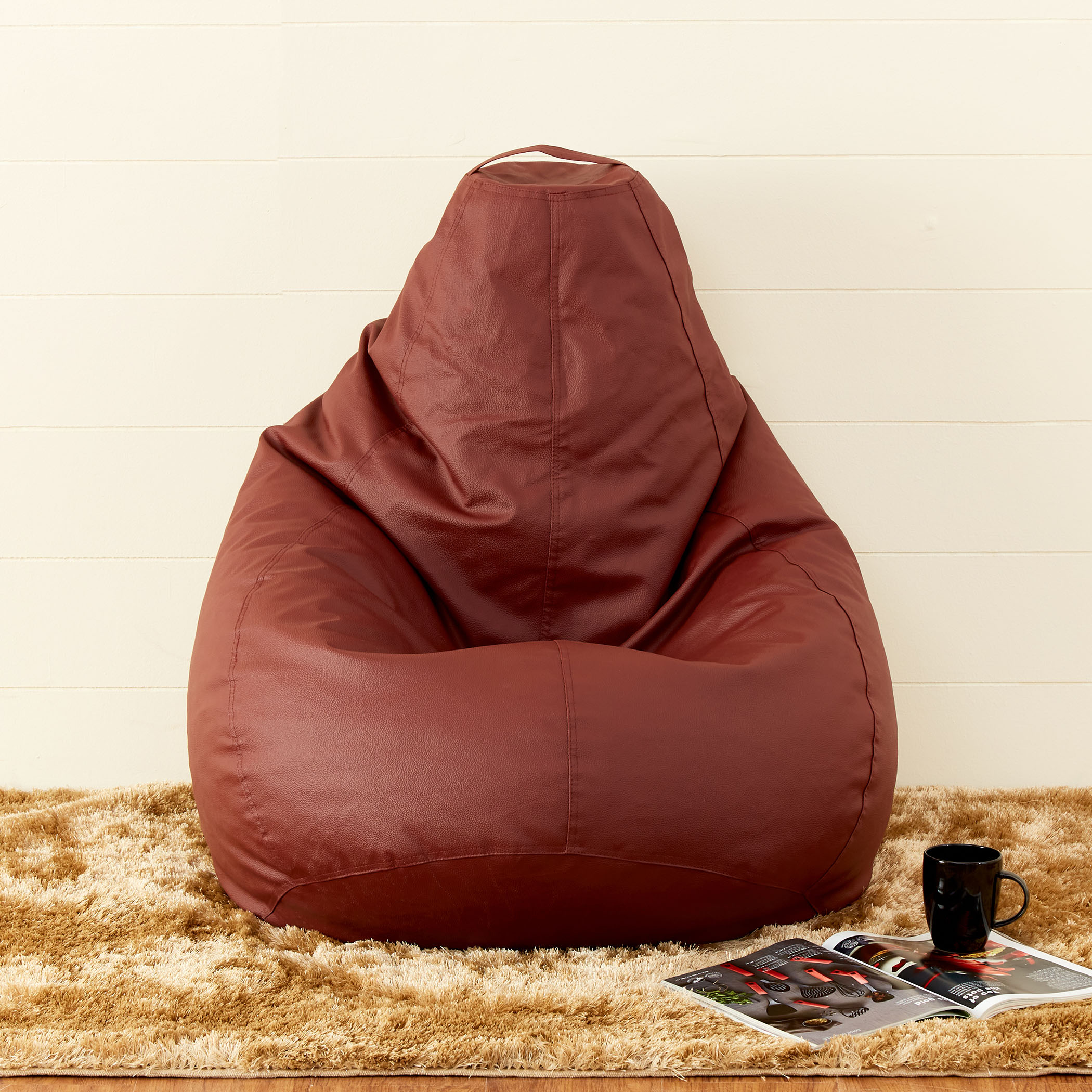 MACCA Brand - XXL Faux Leather Bean Bag Chair with Stool & Cushion Without  Beans (Grey) : Amazon.in: Home & Kitchen