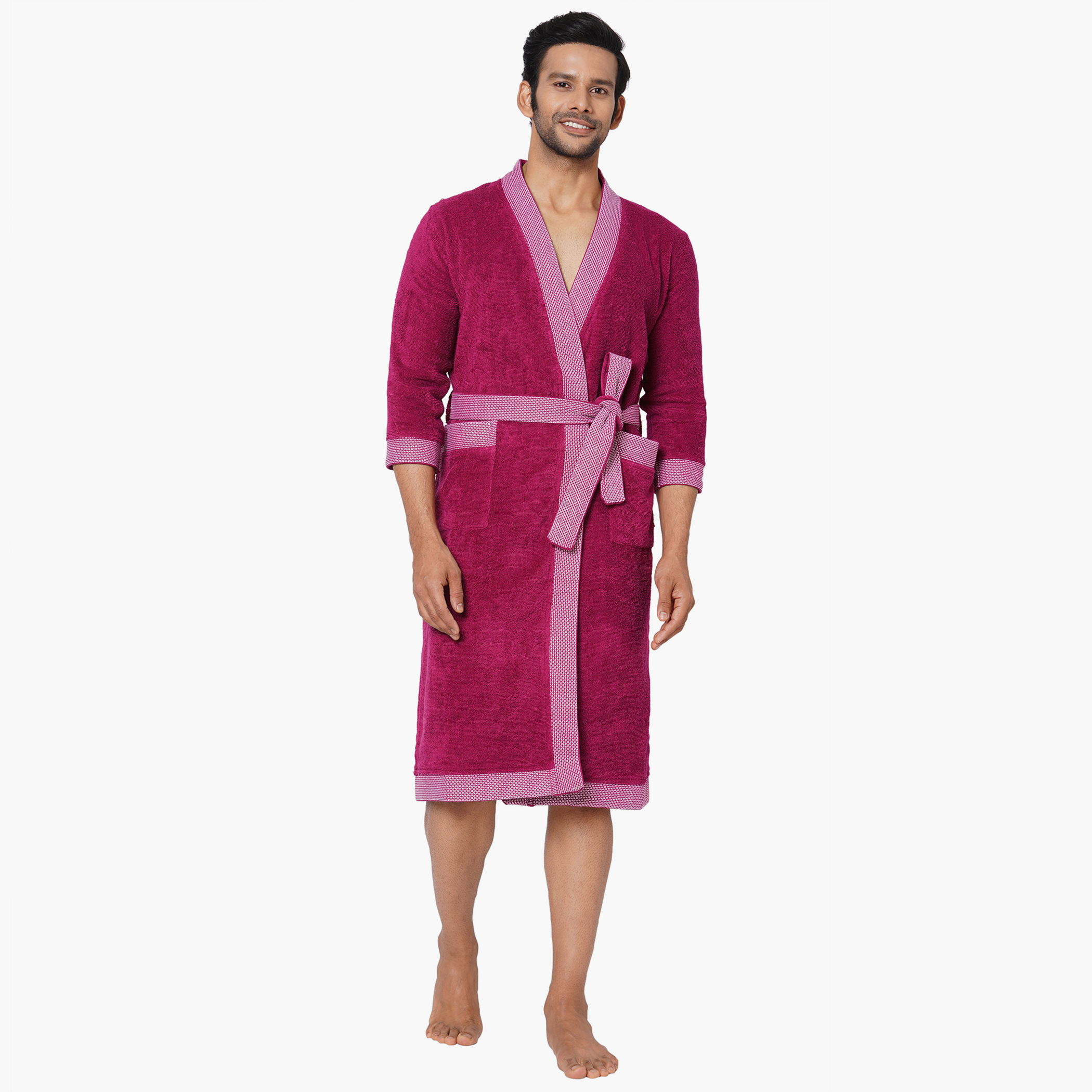 Robe Winter Thicken Men 100% Cotton Nightgown Extra Long Sleep Towel Fleece  Long Kimono Bathrobe Gown Warm Casual Sleepwear - Robes - AliExpress