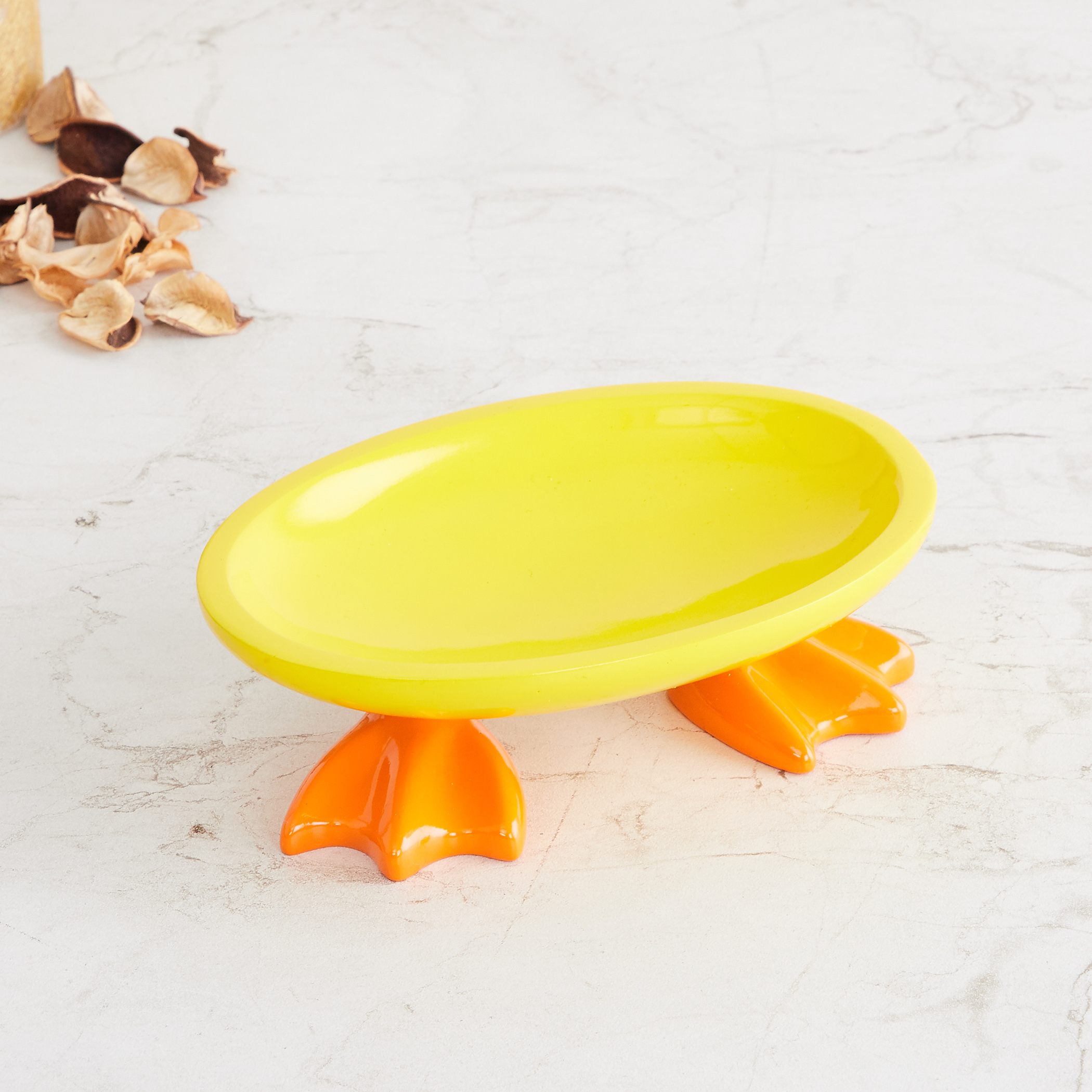 Slate Duck Yellow And Orange Solid Polyresin Soap Dish