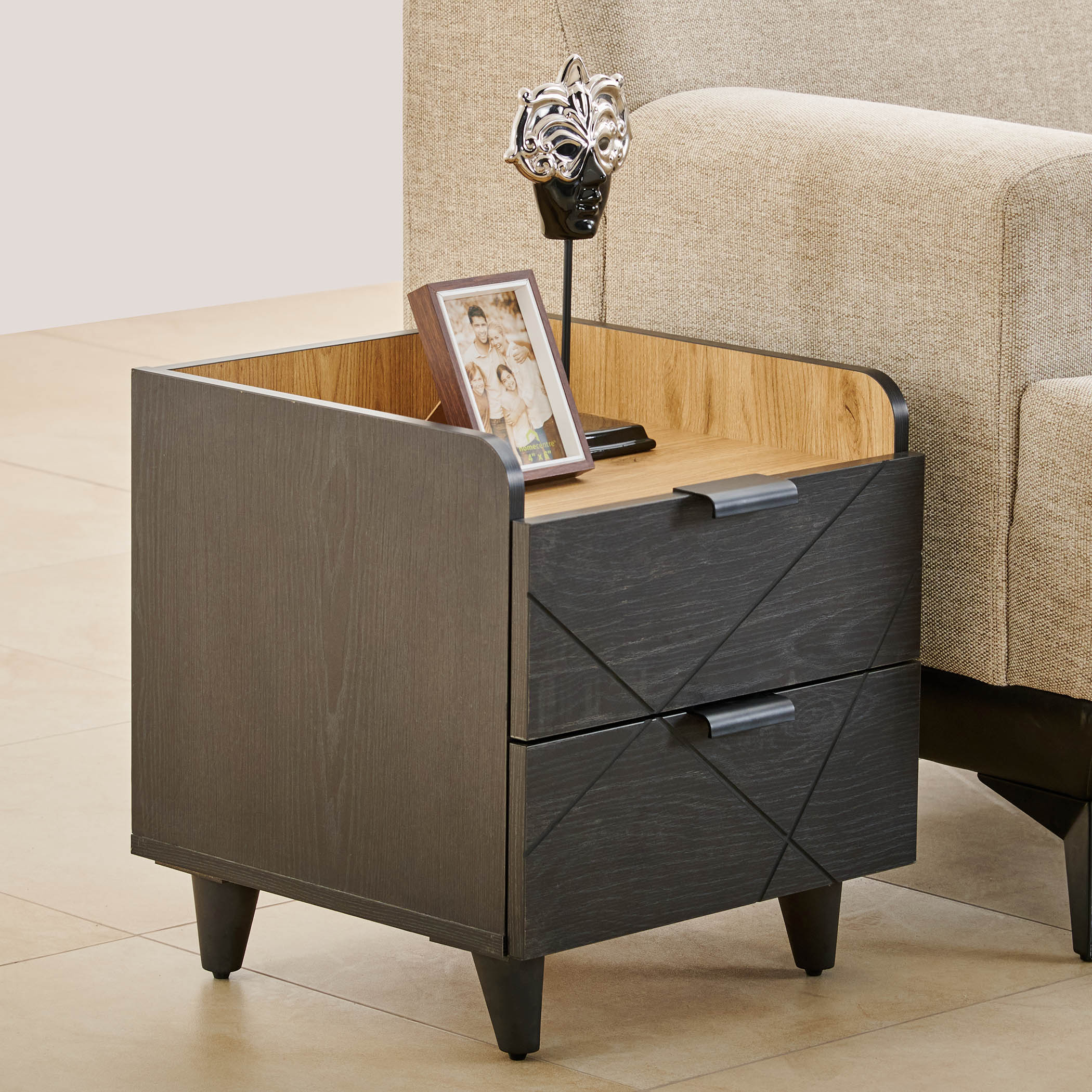 Kiro Bed Side Table with Drawer - Brown