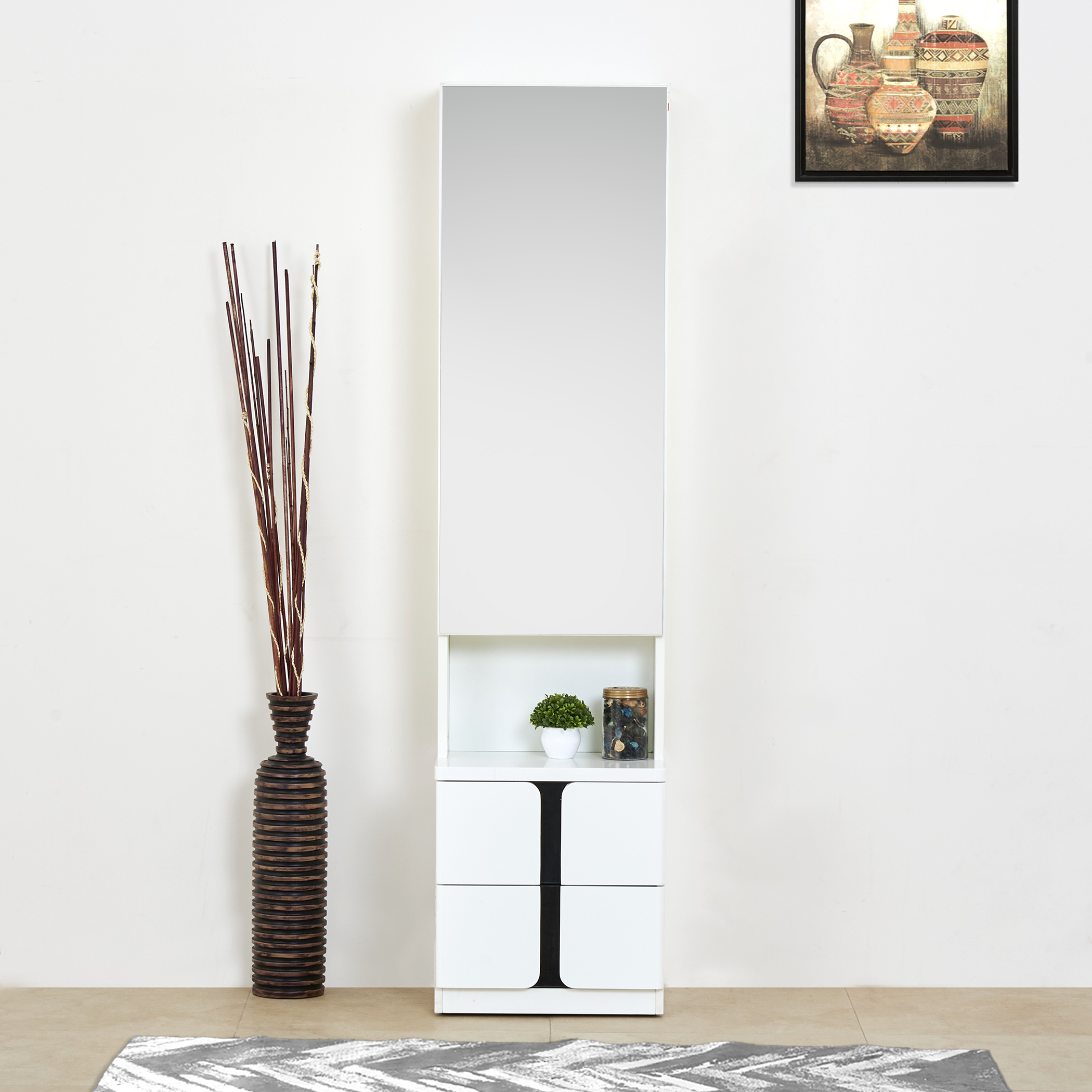 Polaris Dresser Mirror with Drawer - White