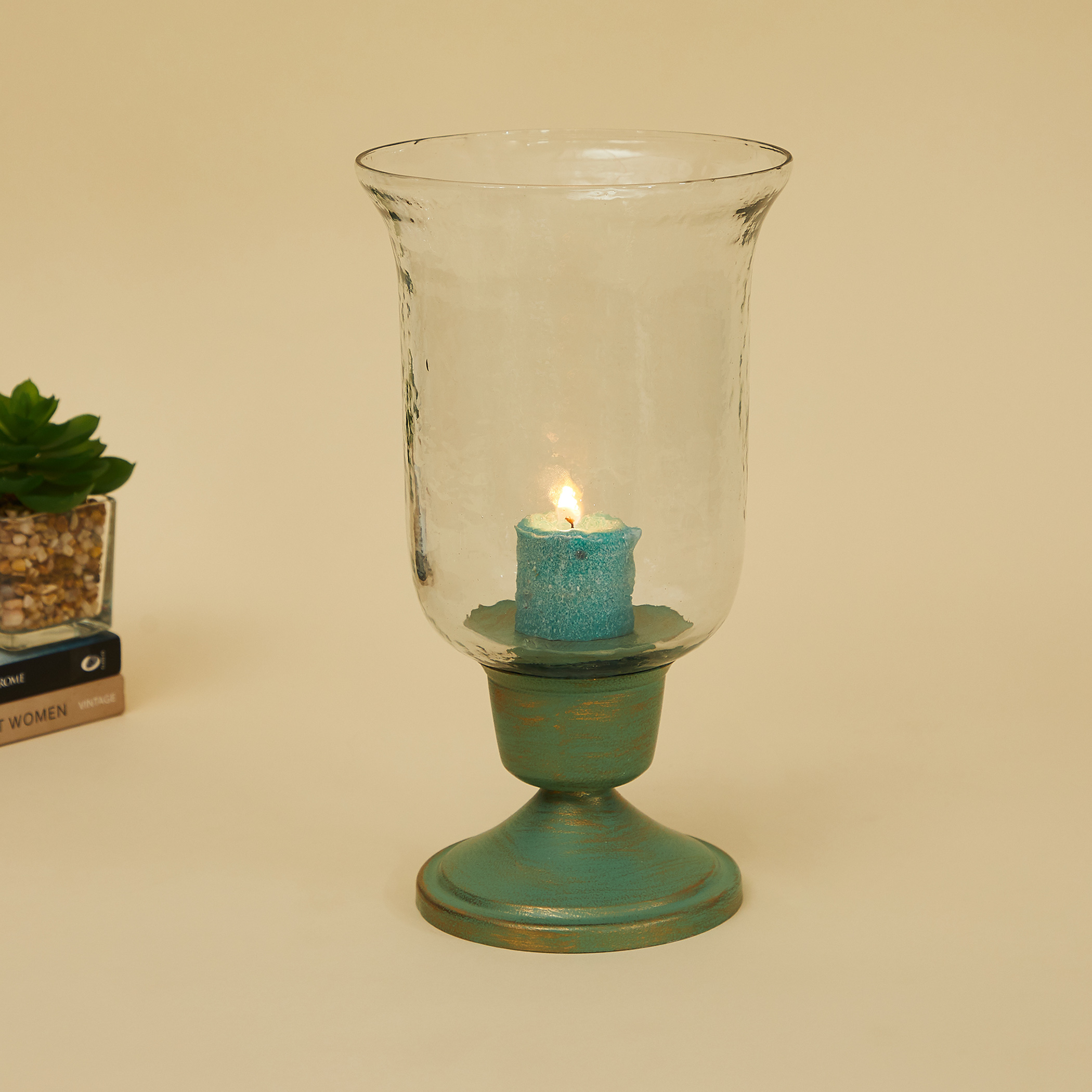 Fiesta Hurricane Candle Holder with Metal Base