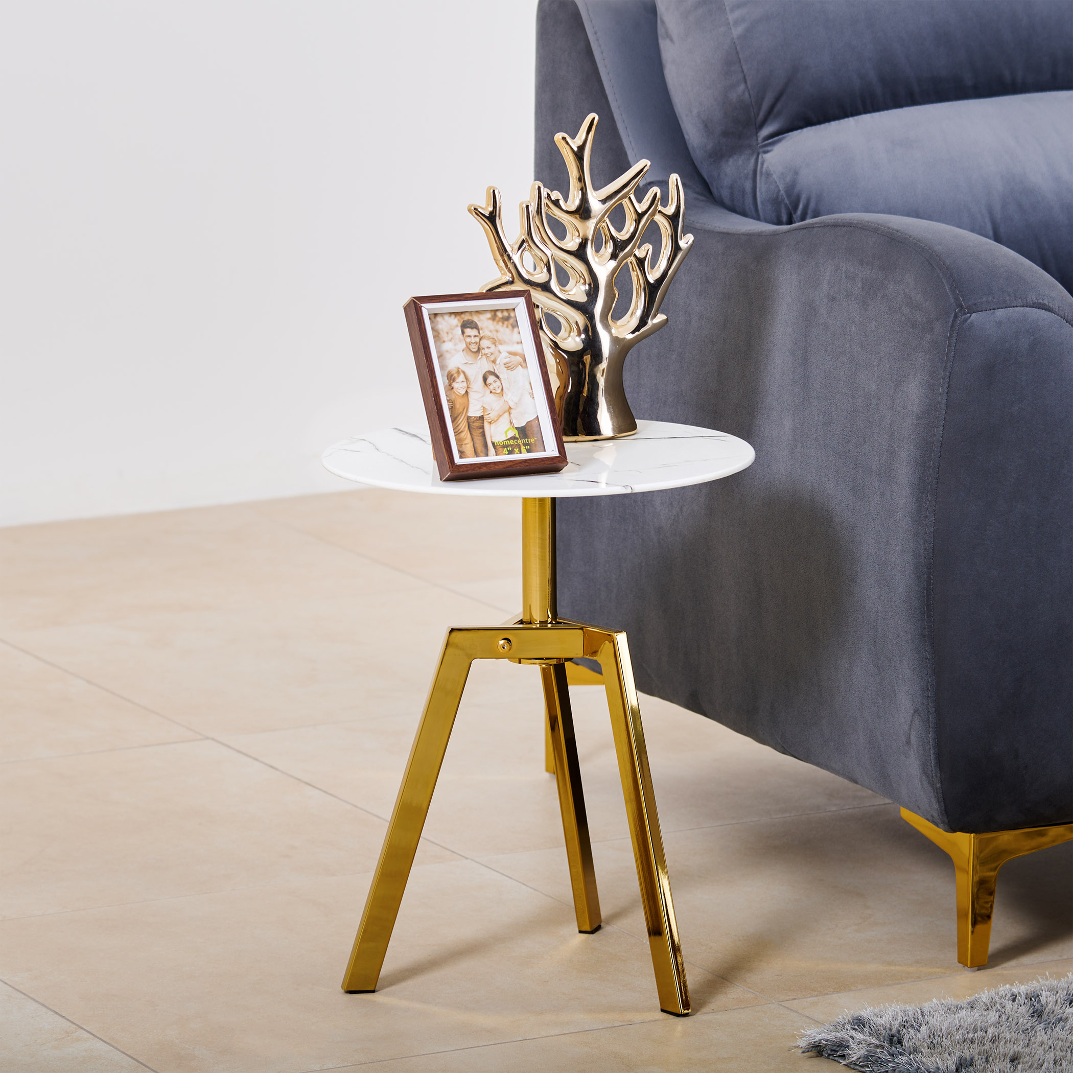 Bianca Metal and Glass End Table - White and Gold