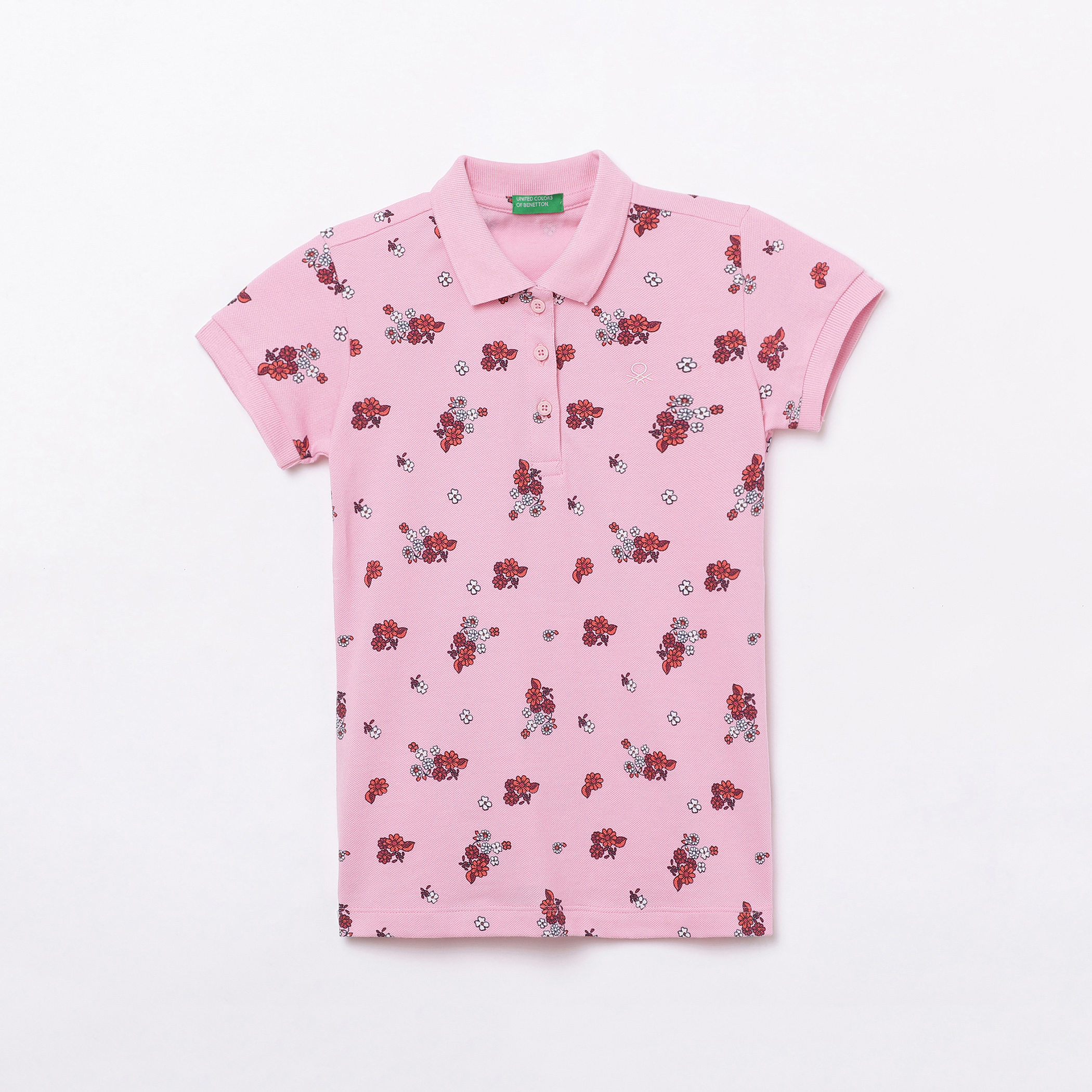 UNITED COLORS OF BENETTON Girls Floral Printed Polo T-shirt