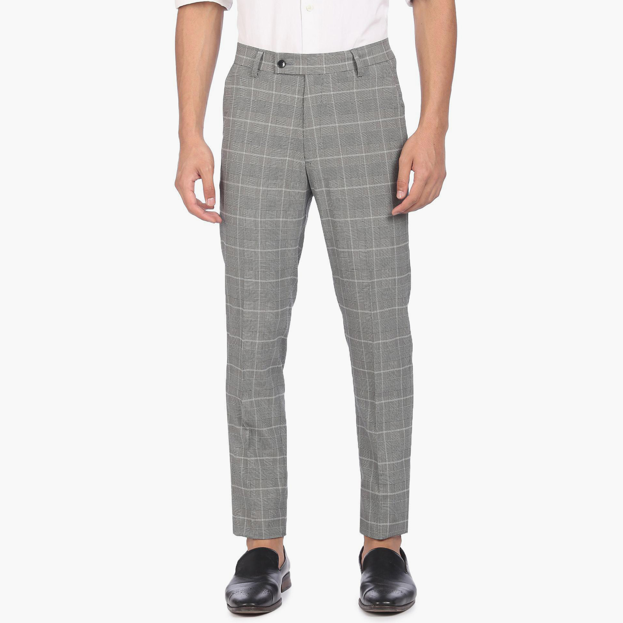 ARROW Men Checked Super Slim Fit Formal Trousers
