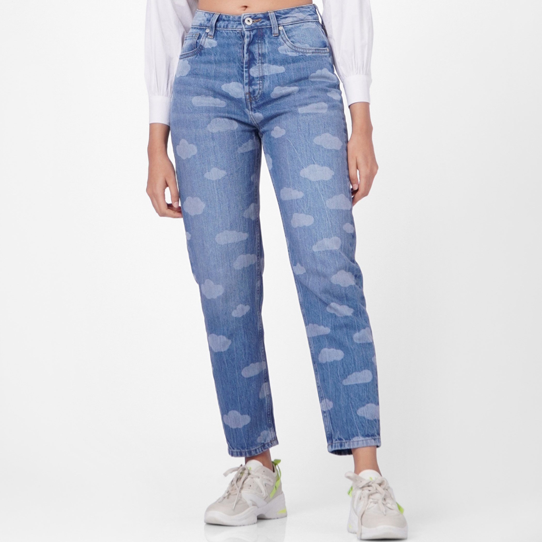 ONLY Women Printed Washed Relaxed Fit Jeans